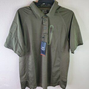 Pave Hawk Mens Khaki Green Solid Outdoor Sports Polo XL
